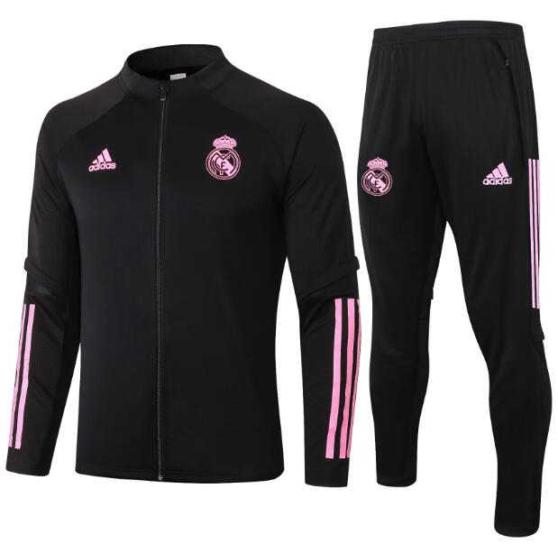 Real Madrid Black Pink Training Jacket Kits with Trousers 2020/21